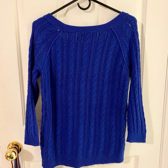 Royal Blue Cable Knit Sweater - Picture 2 of 3